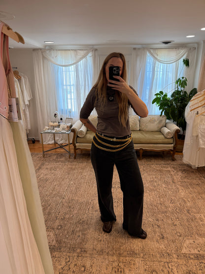 90s Chunky Gold Layered Chain Belt (W28")