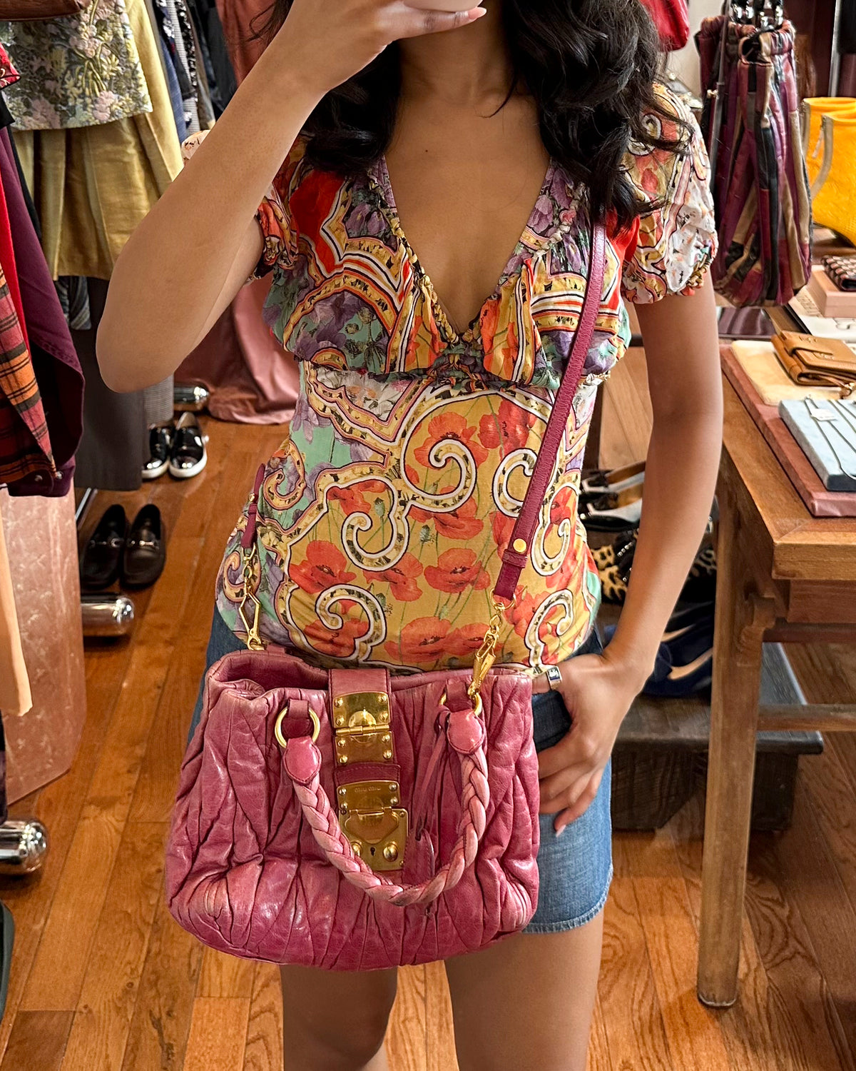 2000s MIU MIU Raspberry Pink Matelasse Bag