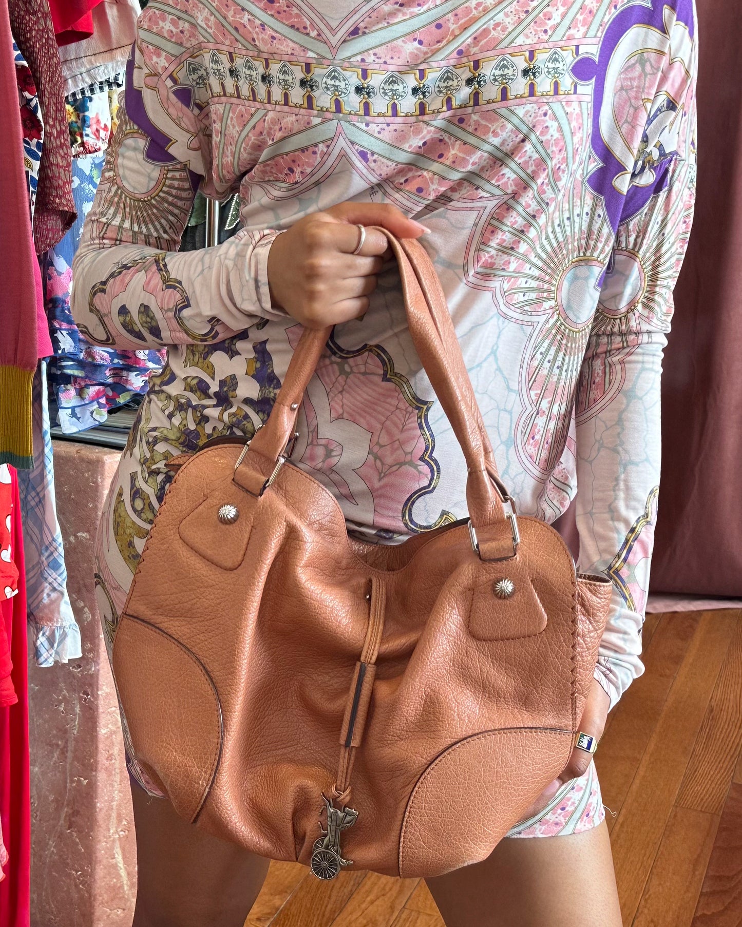 2000s CELINE Carriage Charm Terracotta Blush Hobo Bag