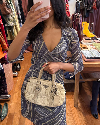 2000s PRADA Khaki Tessuto Gaufre Bag