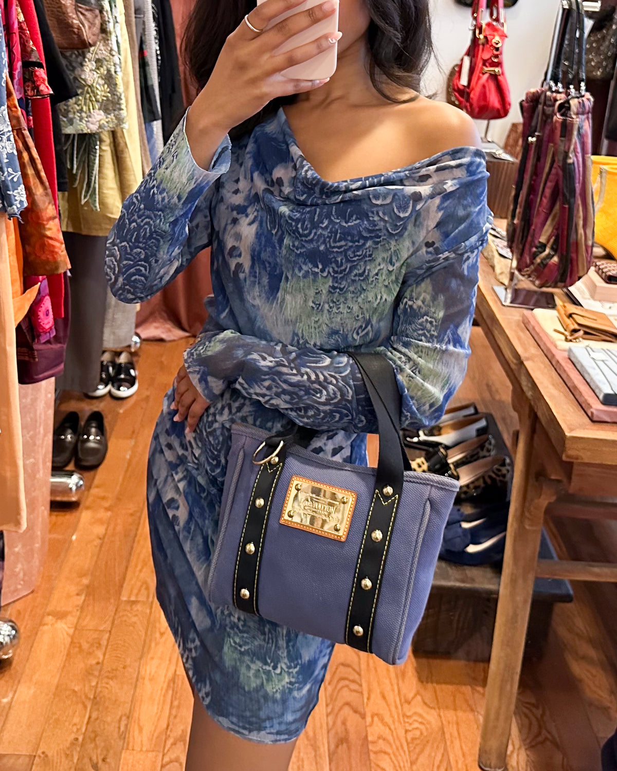 2000s LOUIS VUITTON Blue Antigua Cabas PM Bag