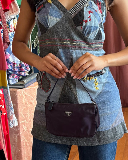 90s PRADA Tessuto Plum Mini Bag