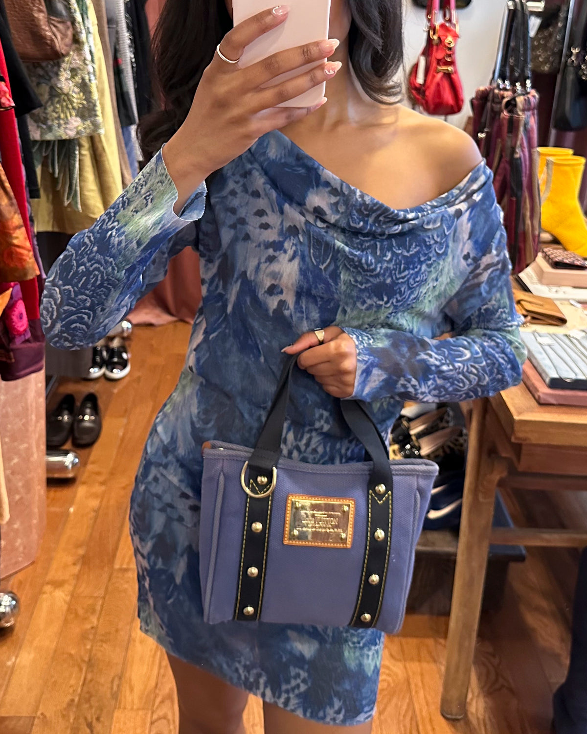 2000s LOUIS VUITTON Blue Antigua Cabas PM Bag