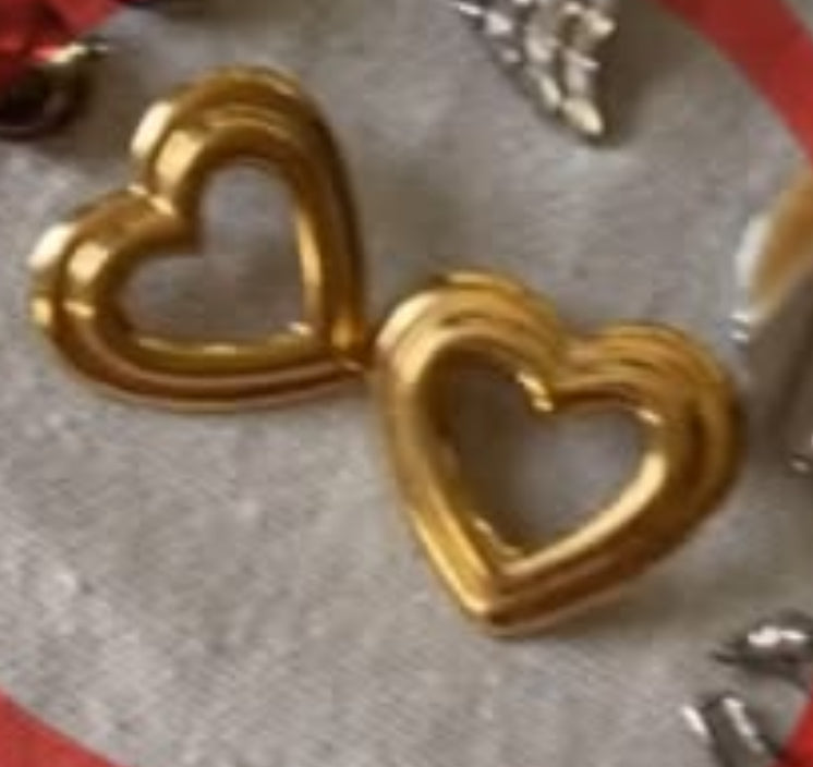 CC VTG Gold Large Heart Earrings