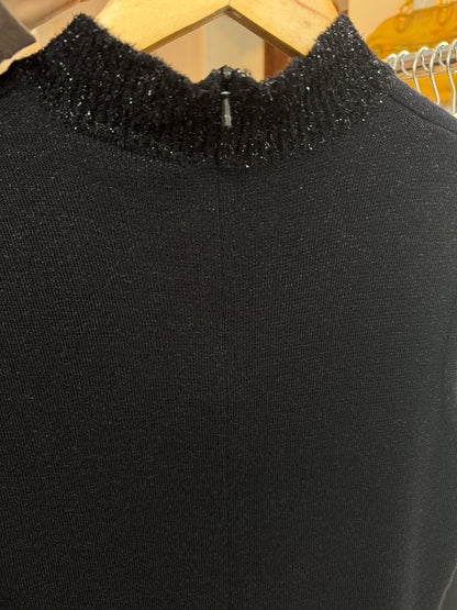 90s CAROL LITTLE Black Metallic Long Knit Dress (S/M)