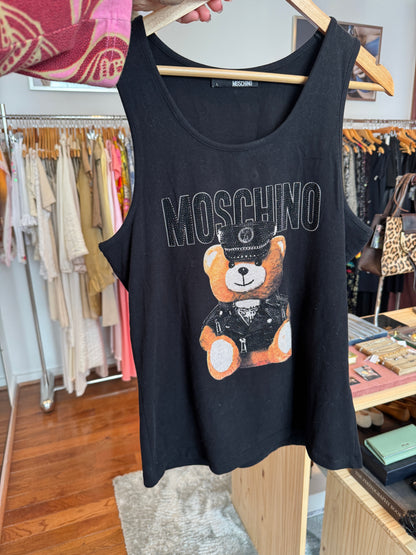 2016 LOVE MOSCHINO Rare Rhinestone Biker Teddy Tank (M/L)