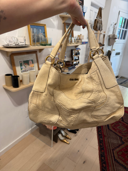 CC VTG MIU MIU Cream Leather Patchwork Bag