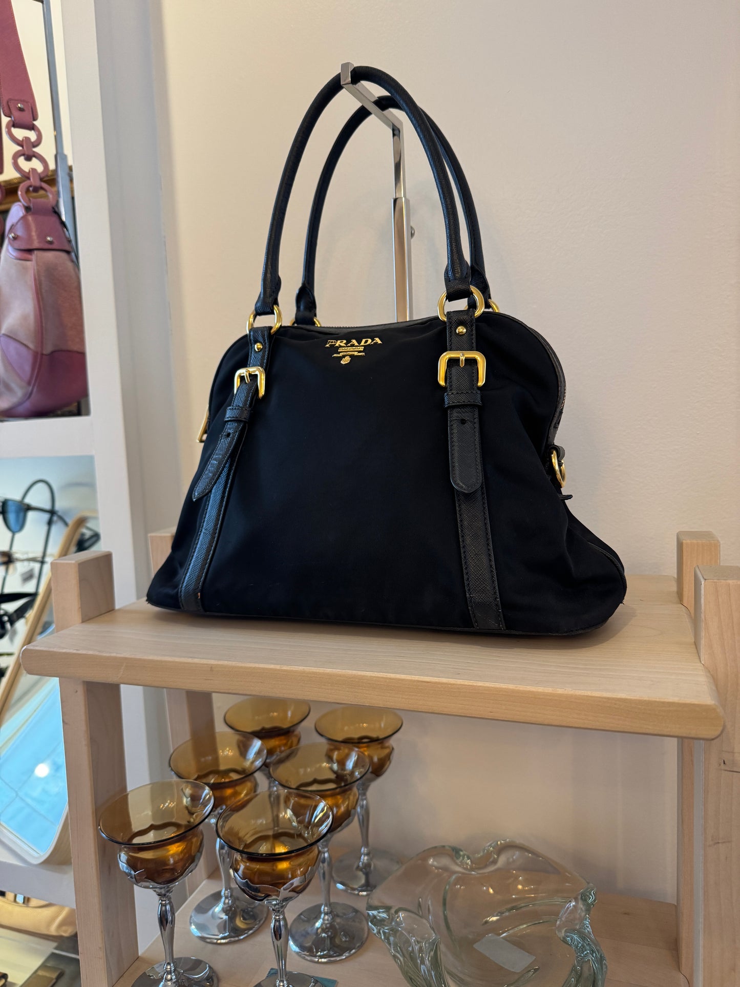 2000s PRADA Black Tessuto Saffiano Bag