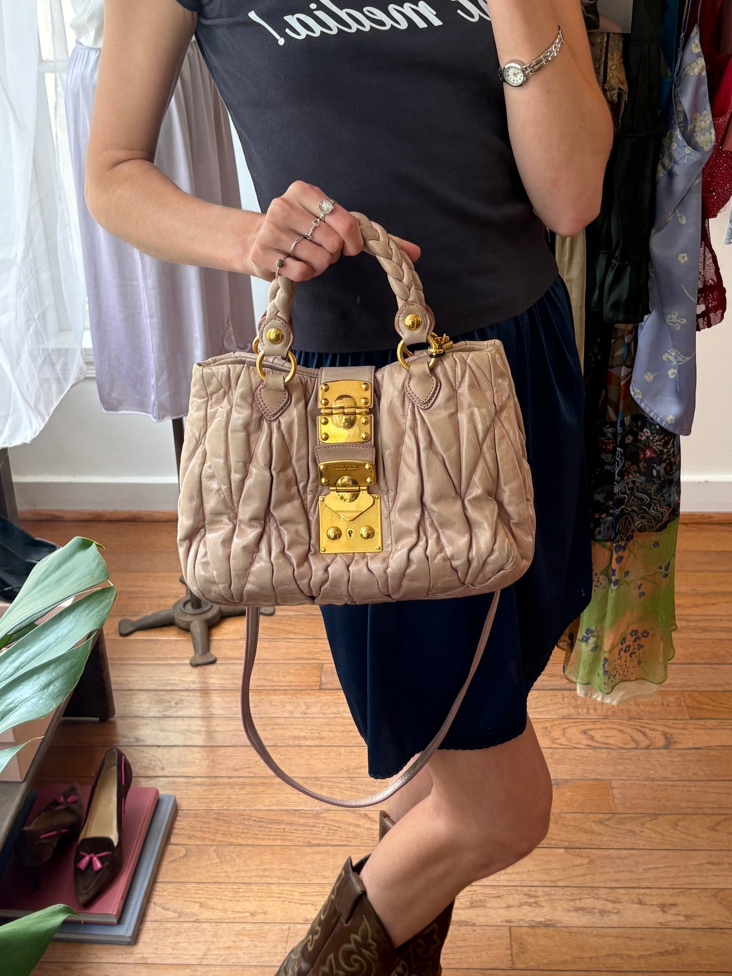 2000s MIU MIU Blush Matelasse Bag (as is)