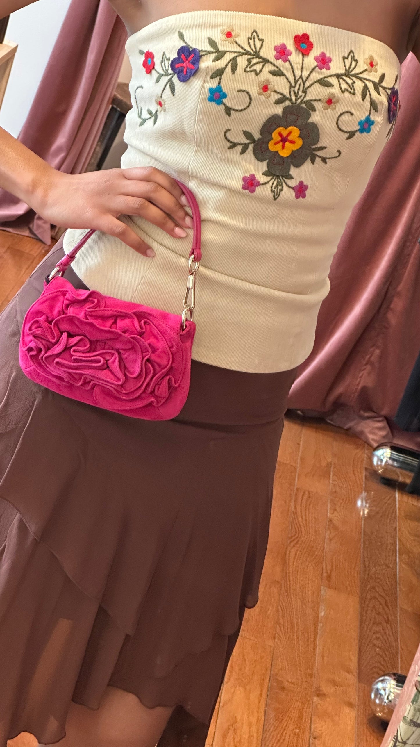 SS2003 YSL Tom Ford Pink Suede Nadja Rose Mini Bag