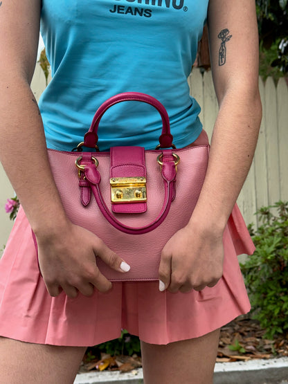 2000s MIU MIU Pink Leather Two-Way Bag