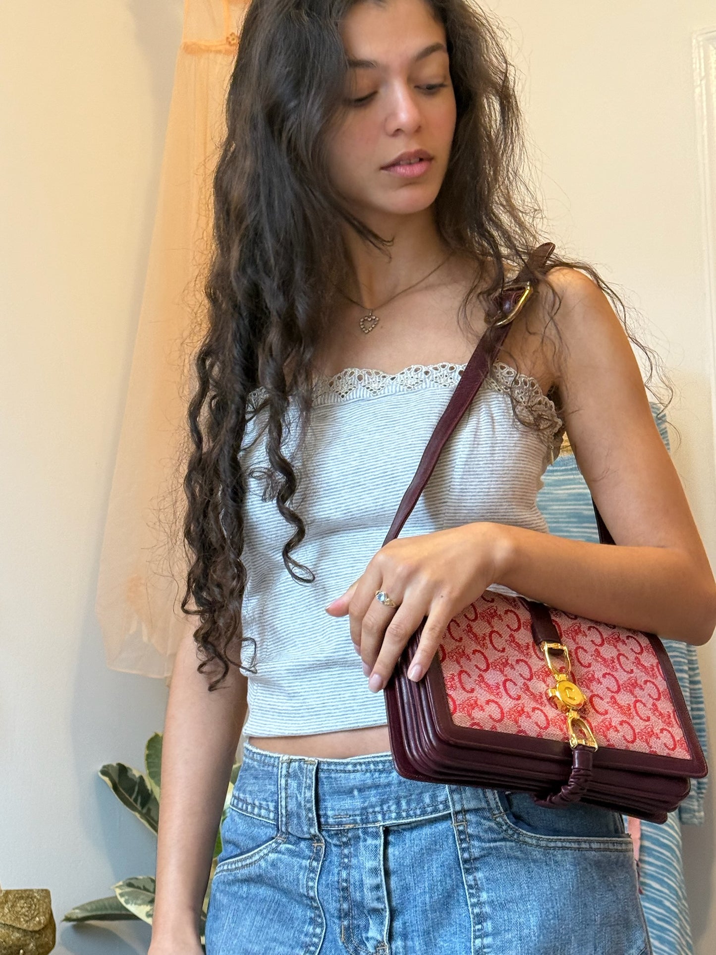 80s/90s CELINE Sulky C Red Shoulder Bag