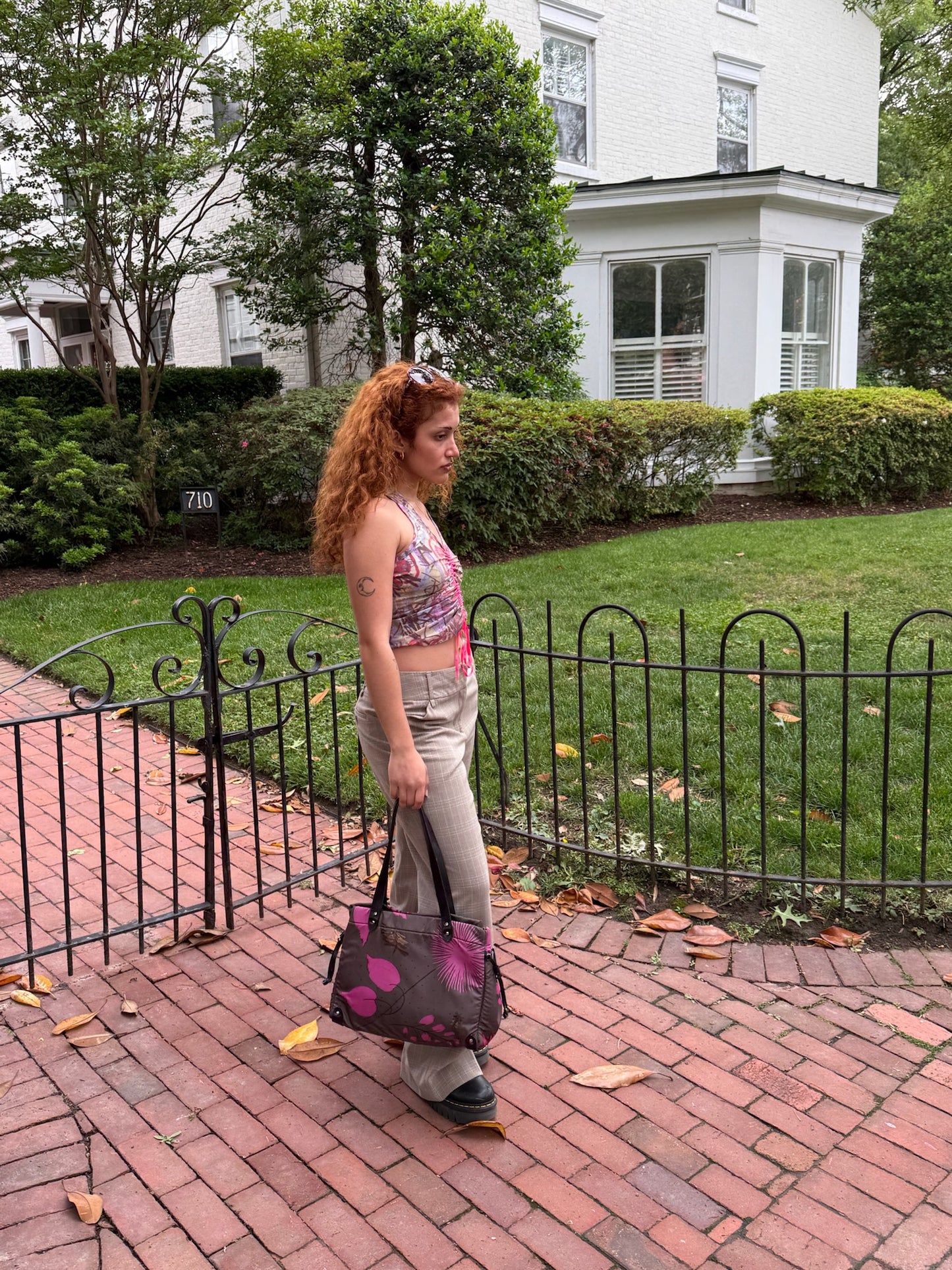 2000s MIU MIU Pixel Floral Nylon Bag