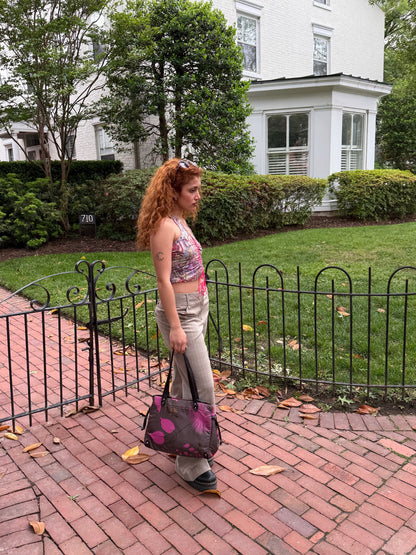 2000s MIU MIU Pixel Floral Nylon Bag