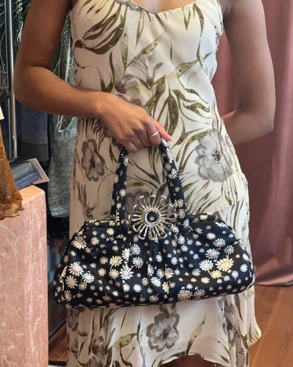 SS2010 MIU MIU Navy Silk Flower Bag