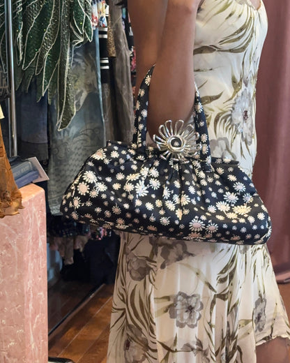 SS2010 MIU MIU Navy Silk Flower Bag