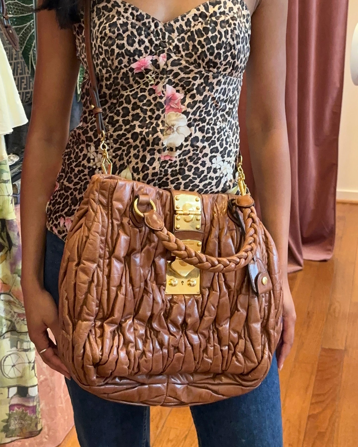 2000s MIU MIU Cognac Medium Matelasse Bag