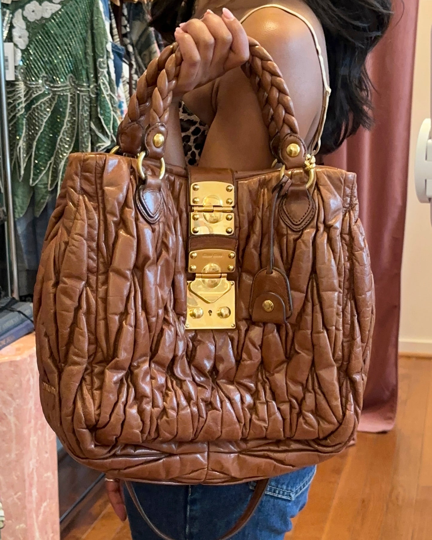 2000s MIU MIU Cognac Medium Matelasse Bag