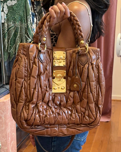 2000s MIU MIU Cognac Medium Matelasse Bag