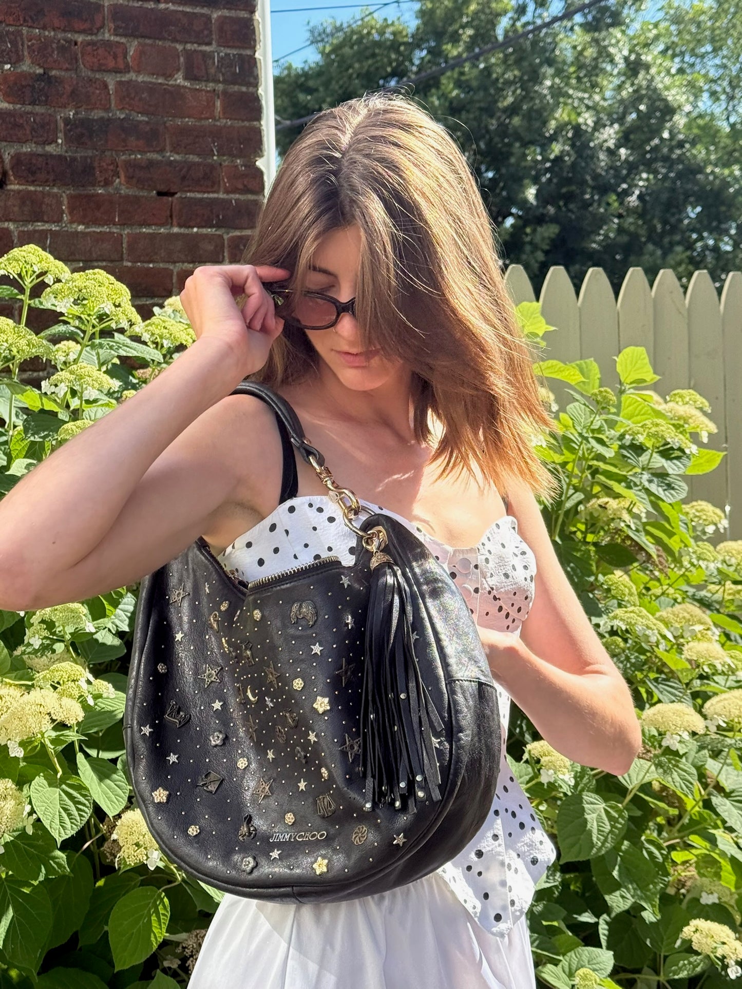 2011 JIMMY CHOO Black Solar Studded Hobo Bag (as is)