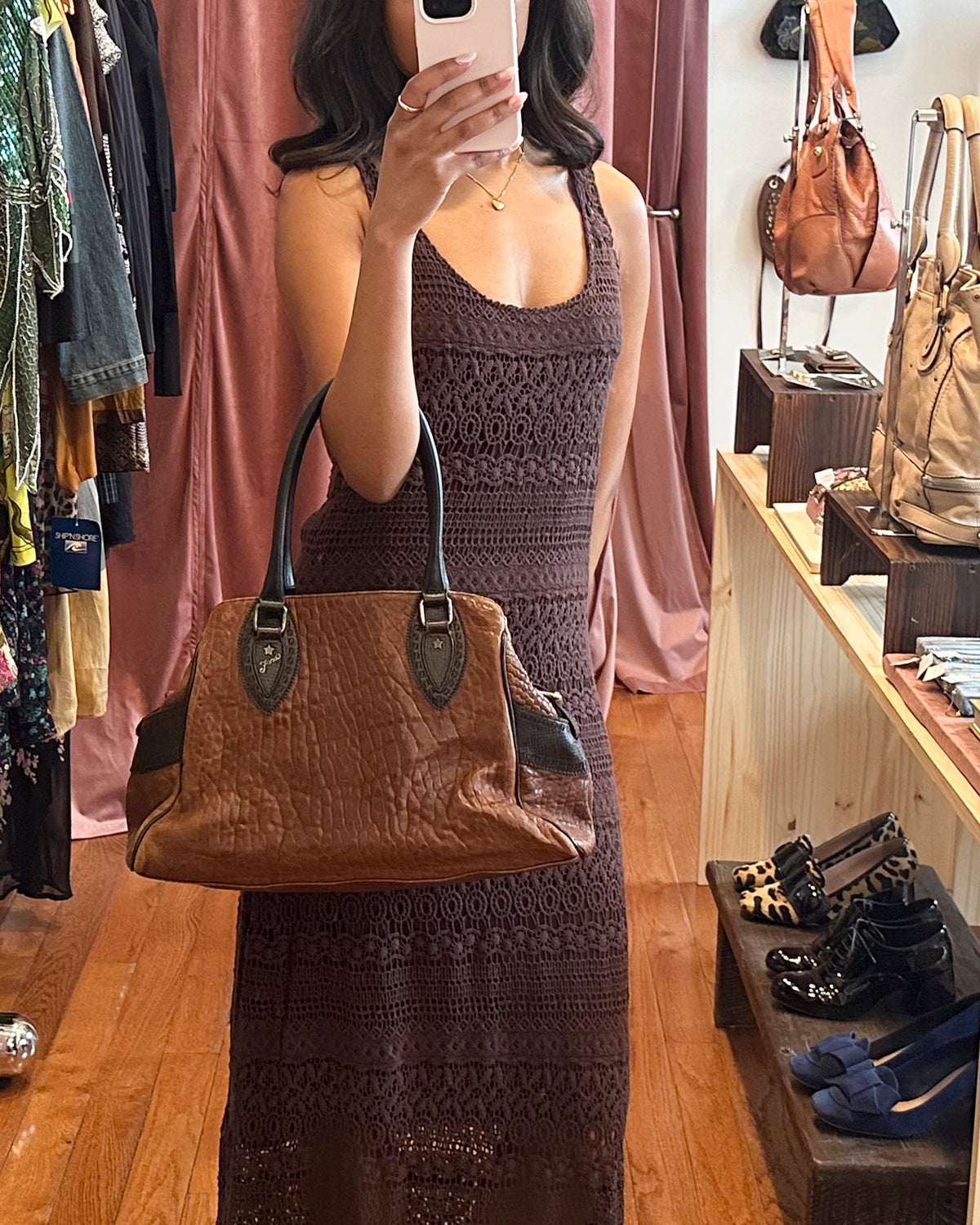 2000s FENDI Brown Leather Large Etniko Du Jour Bag