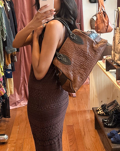 2000s FENDI Brown Leather Large Etniko Du Jour Bag