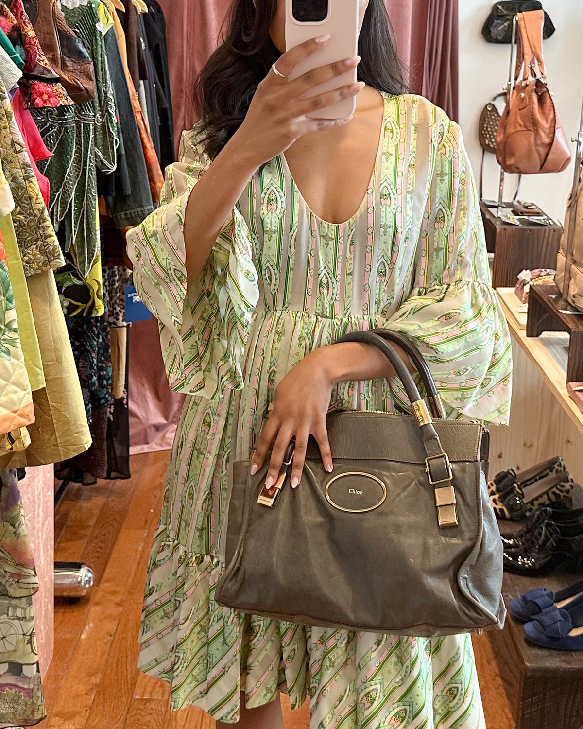 2000s CHLOE Victoria Olive Leather Bag