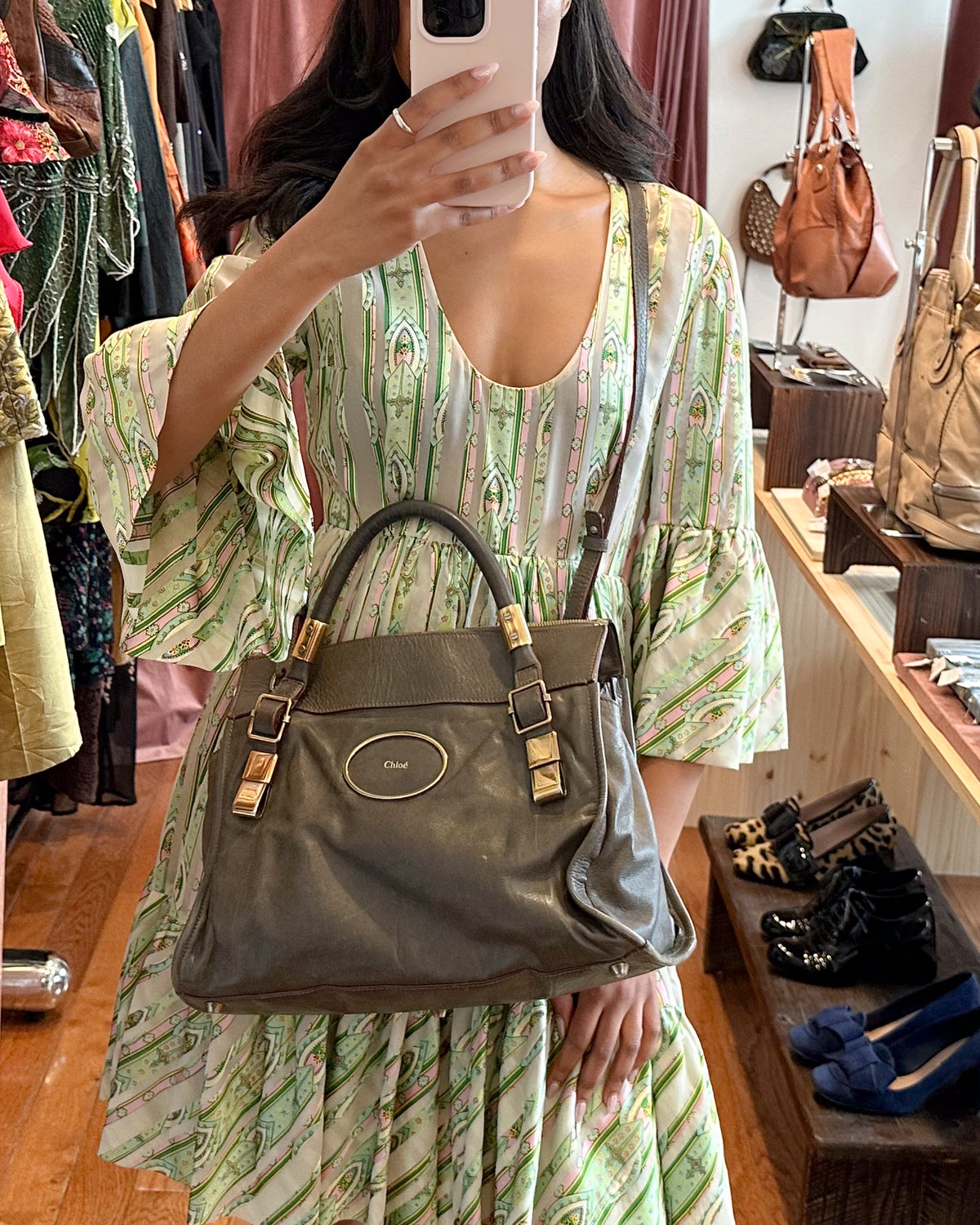 2000s CHLOE Victoria Olive Leather Bag