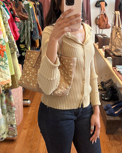 2000s JIMMY CHOO Sasha Small Beige Leather Bag