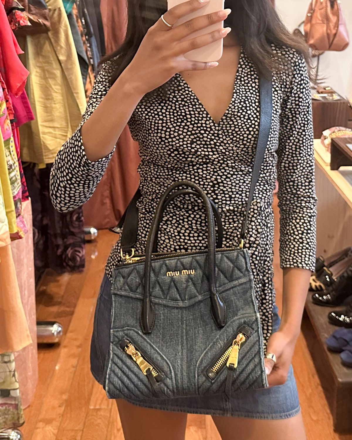 2000s MIU MIU Denim Moto Bag
