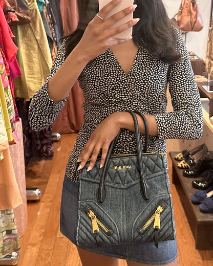 2000s MIU MIU Denim Moto Bag