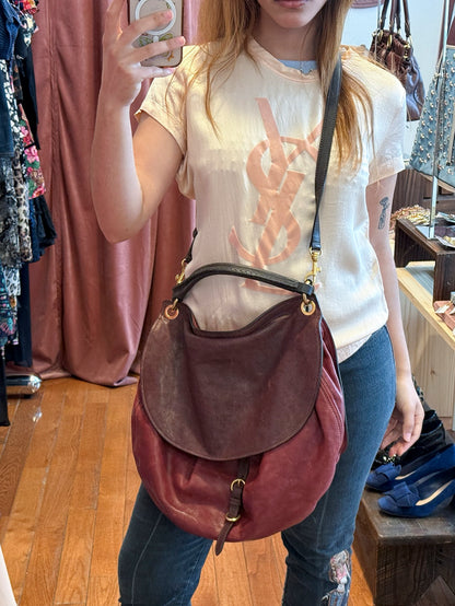 2000s MIU MIU Two Tone Maroon & Brown Hobo Bag