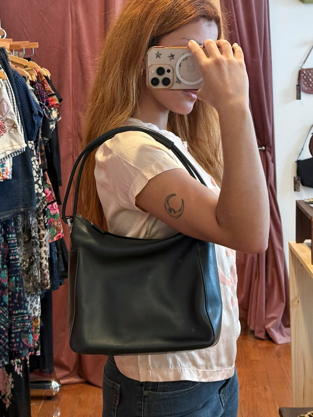 90s GUCCI Tom Ford Era Black Leather Hobo Bag