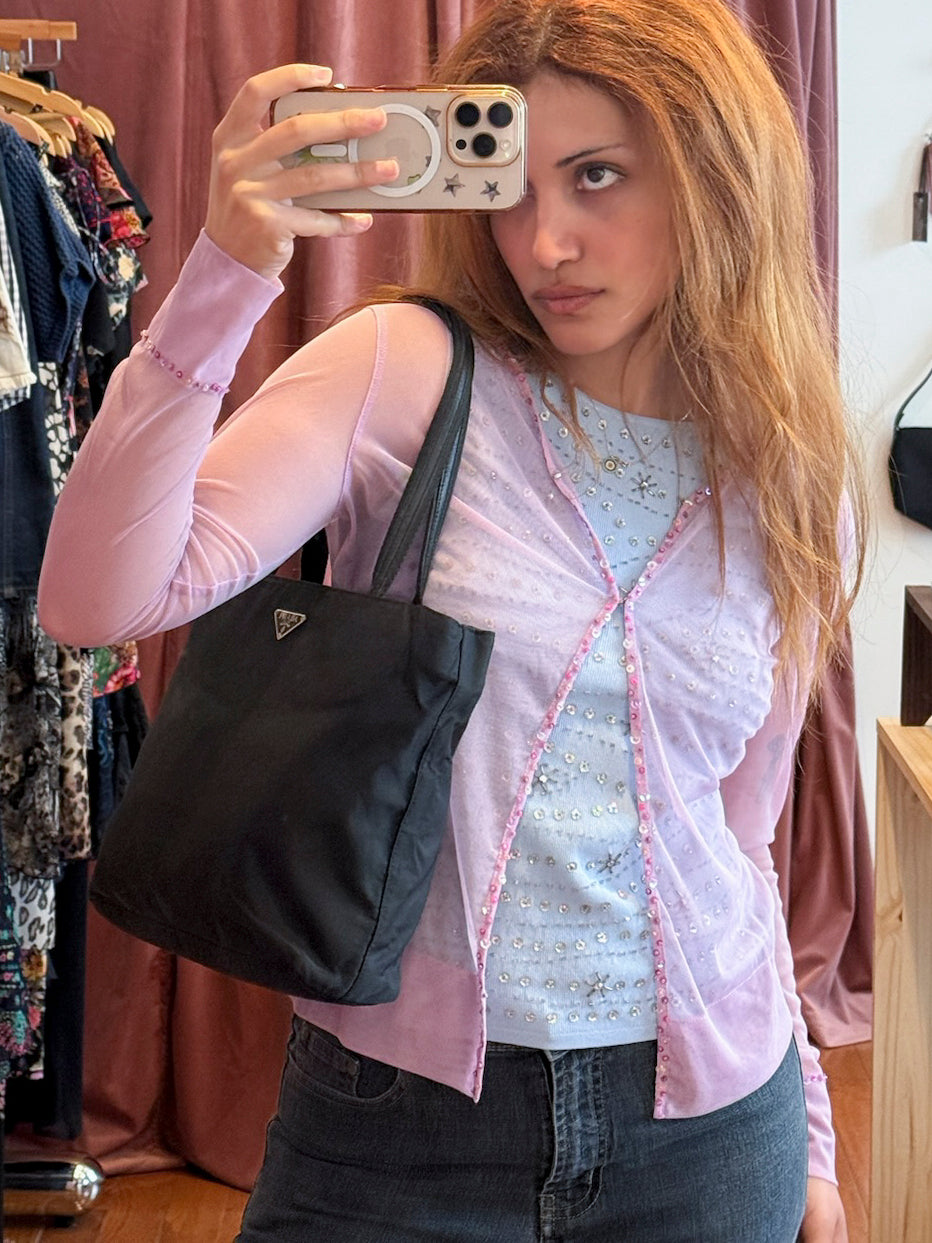 90s PRADA Black Tessuto Tote Bag