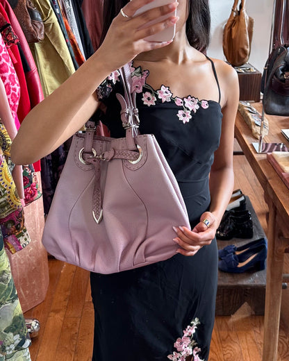 2000s FENDI Selleria Lilac Pebbled Leather Hobo Bag