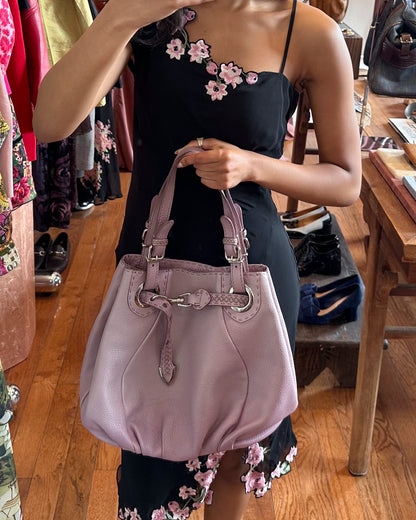 2000s FENDI Selleria Lilac Pebbled Leather Hobo Bag