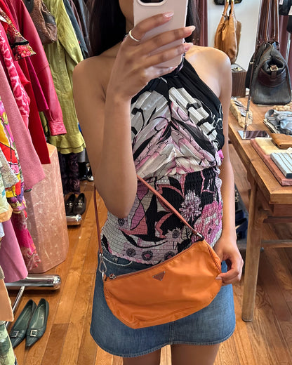 90s PRADA Papaya Tessuto Mini Pochette Bag