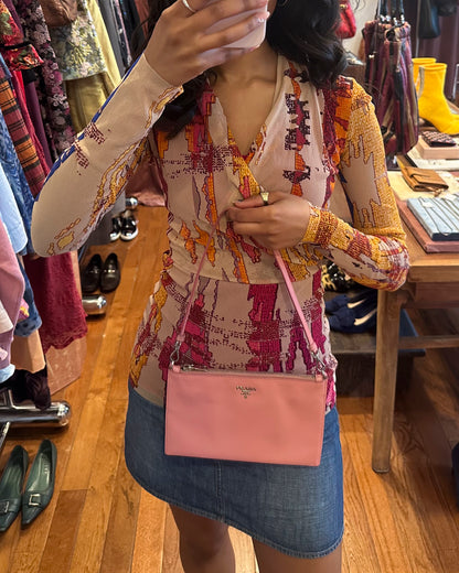 2000s PRADA Pink Saffiano Leather Mini Shoulder Bag