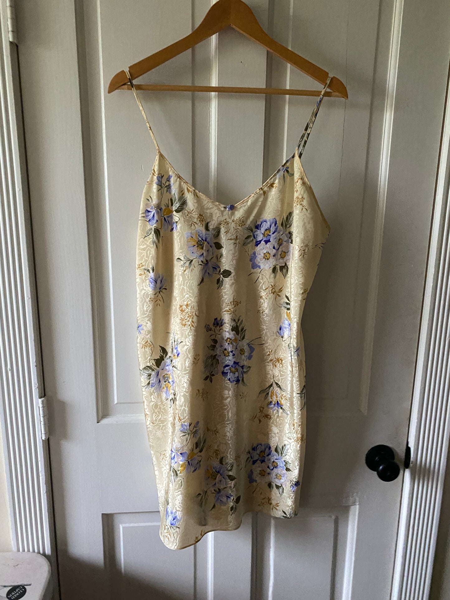 Vintage Champagne Floral Slip Dress (M-XL)