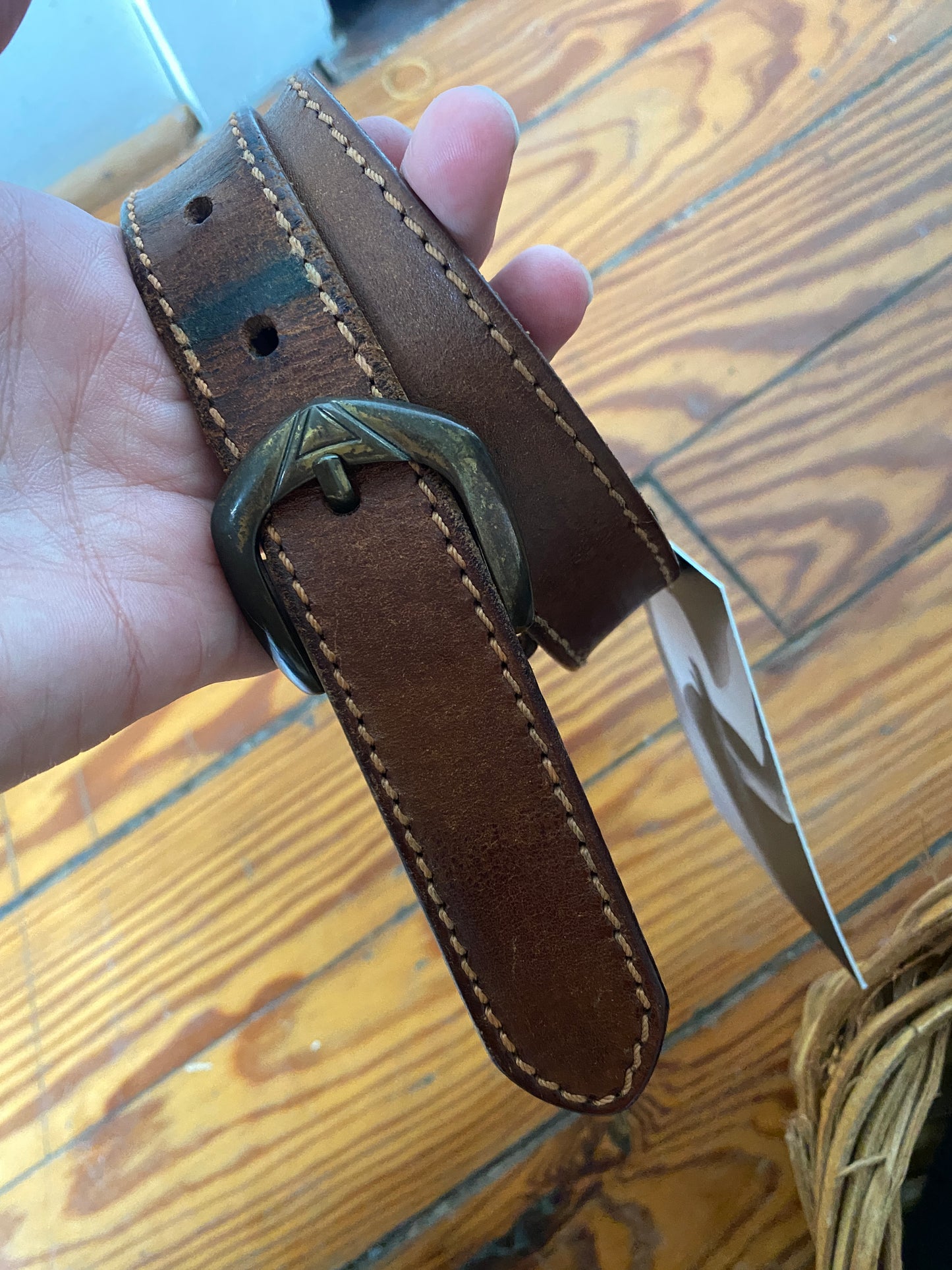 Vintage Brown Leather Belt