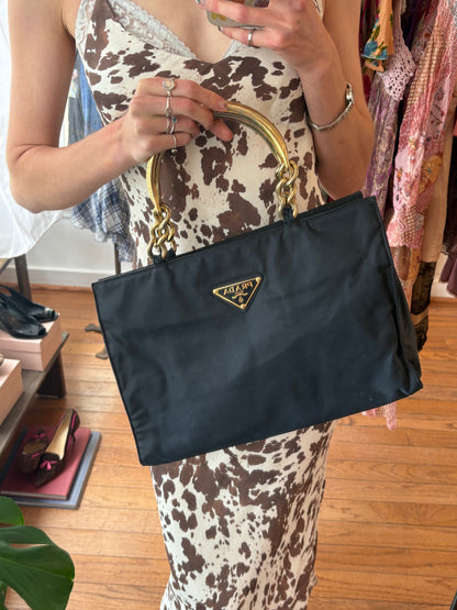 90s PRADA Black Metallo Bag (as is)