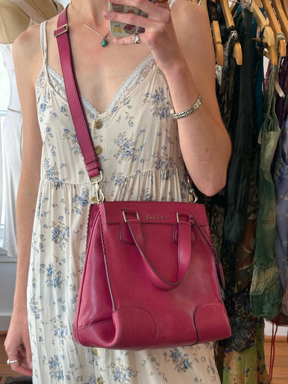 2000s CELINE Berry Leather Two-Way Bag w/Horse Carriage Charm
