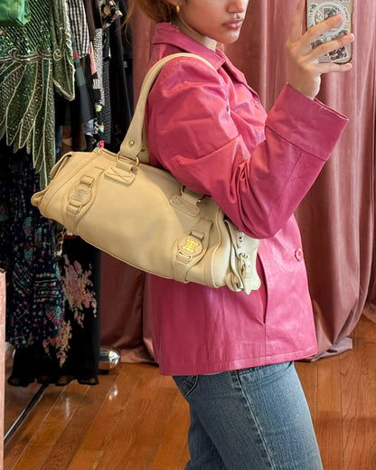 2000s CELINE Ivory Triomphe Medallion East-West Bag