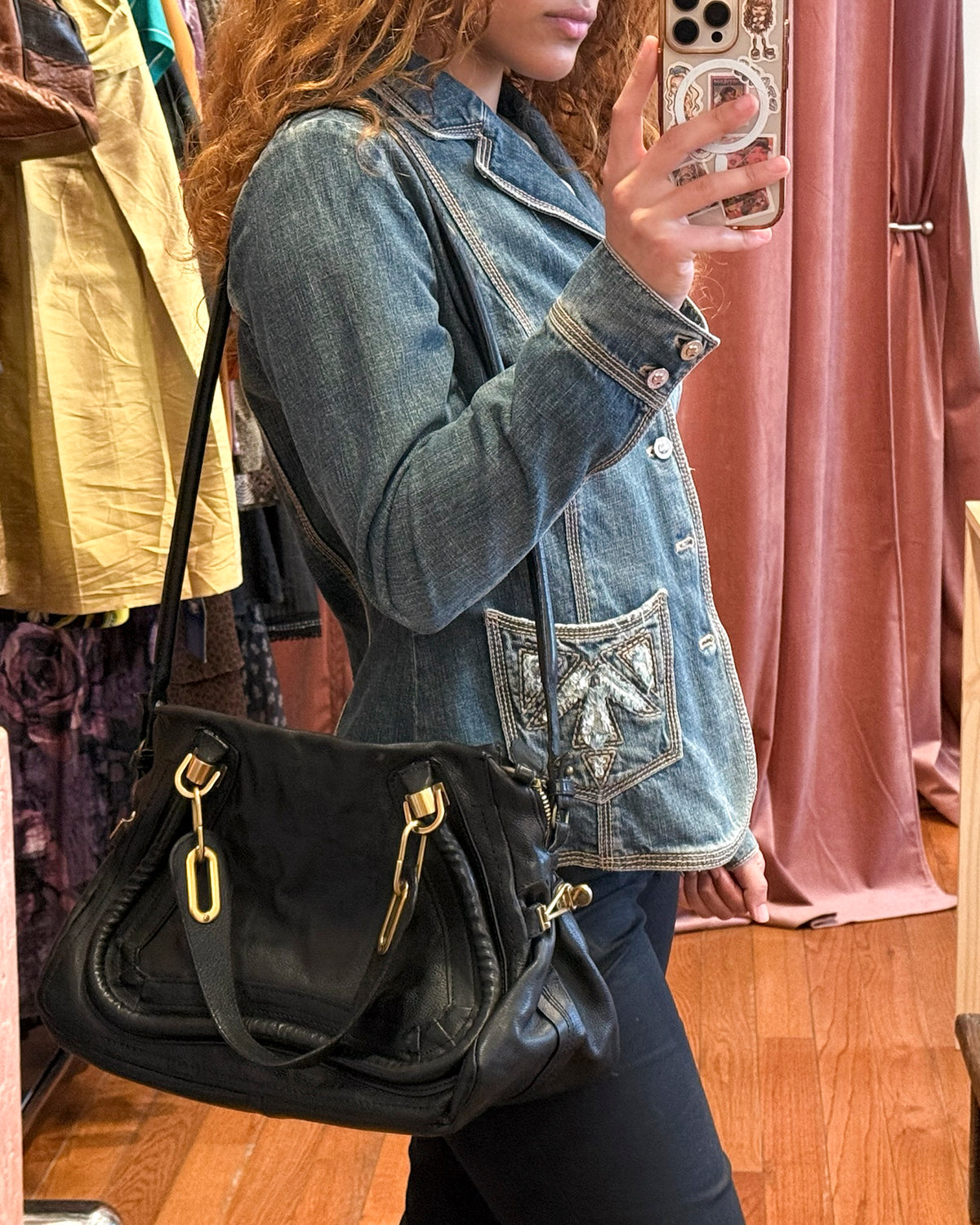 2000s CHLOE Paraty Black Leather Bag