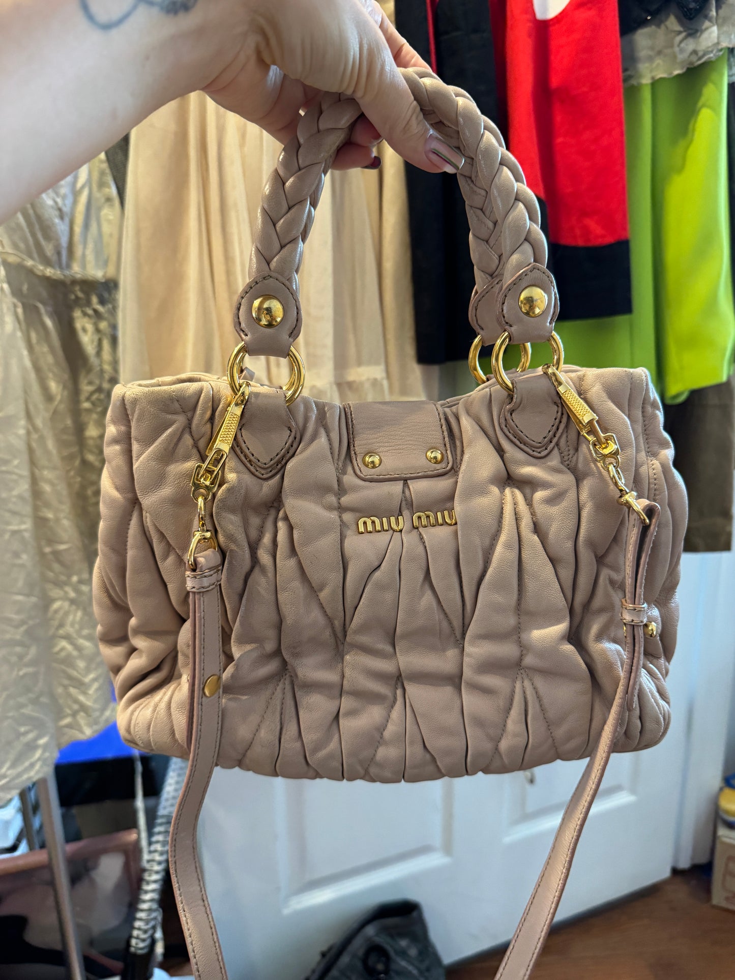 2000s MIU MIU Beige Matelasse Bag