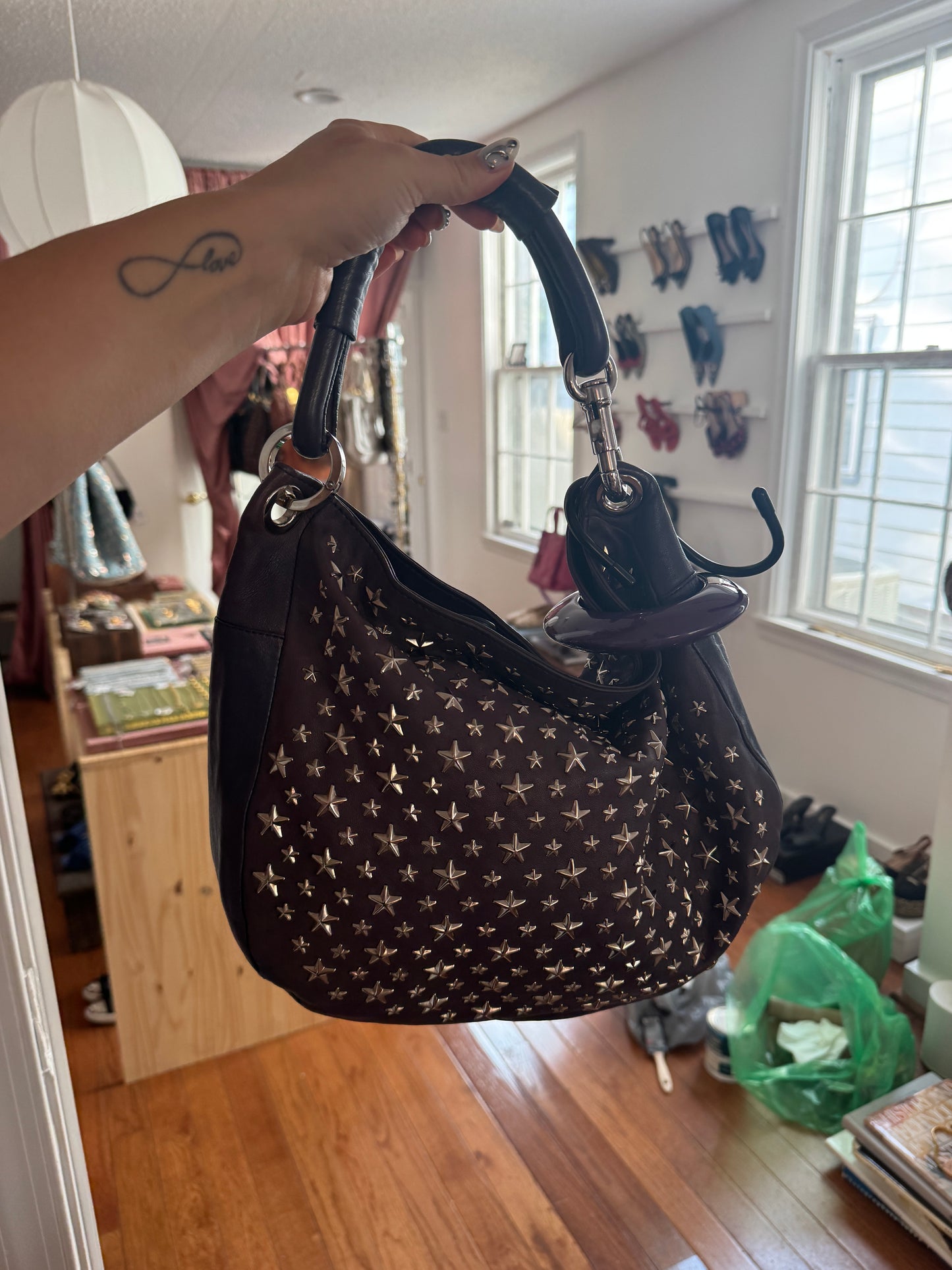 2000s JIMMY CHOO Purple Small Sky Bag