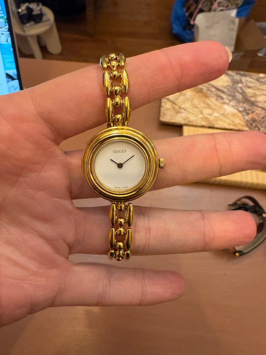 90s GUCCI 11/12.2 Gold Bezel Watch