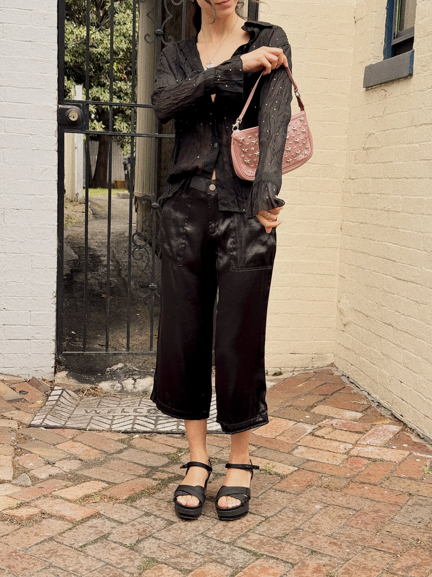 2000s JIMMY CHOO Pink Sasha Mini Baguette Bag