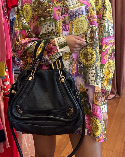2000s CHLOE Black Quilted Paraty Bag