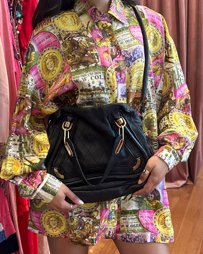 2000s CHLOE Black Quilted Paraty Bag